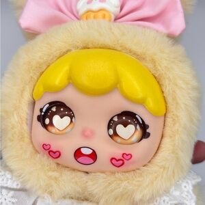 Adorable Plush Doll with Pink Bow